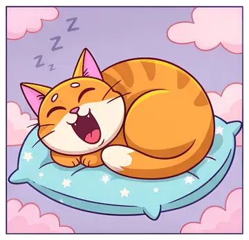 Sleepy orange cat curled on pillow