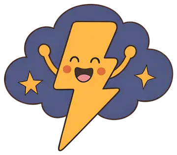 Cheerful lightning bolt character