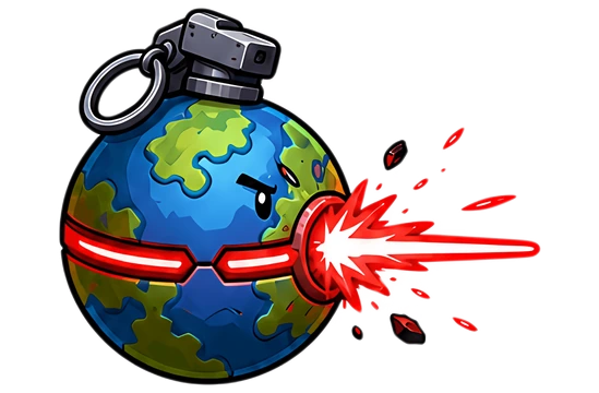 Planet-shaped grenade with laser blast