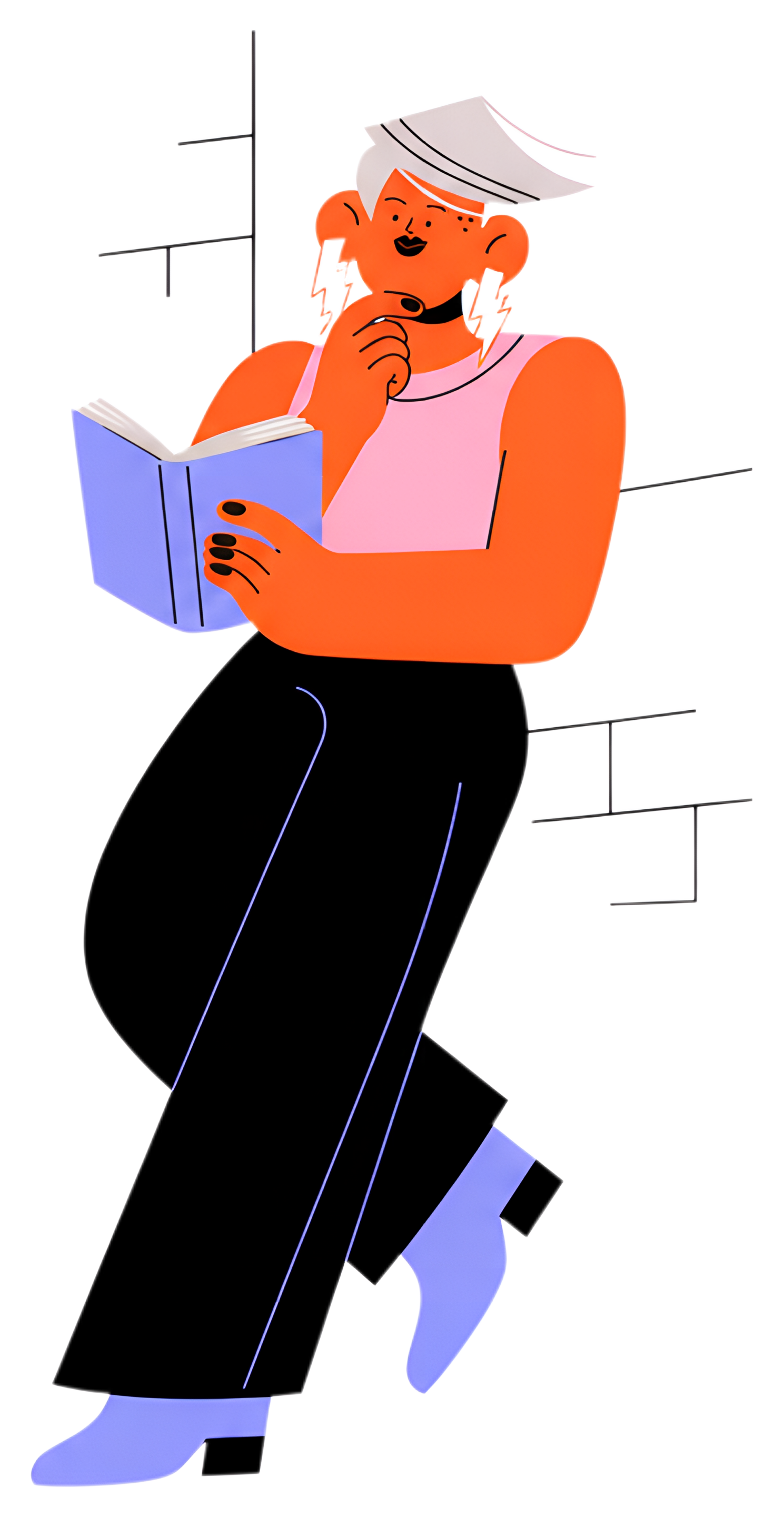 Thoughtful person reading a book