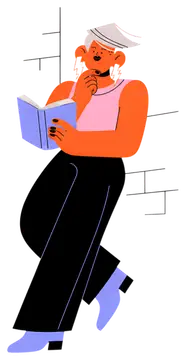 Thoughtful person reading a book