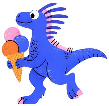 Blue velociraptor with ice cream cones