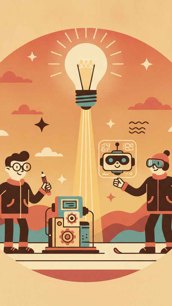 Creative Scene with Light Bulb and Characters