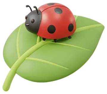 Red ladybug on green leaf