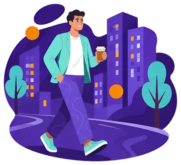 Person Walking with Coffee in City
