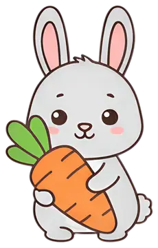 Cute bunny hugging a carrot