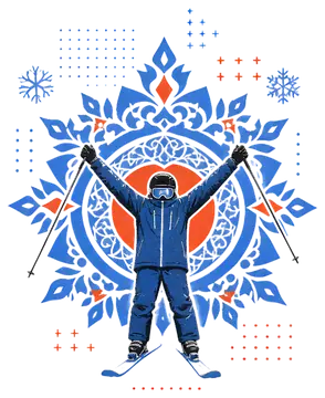 Skiing Enthusiast Celebrating the Season Opening