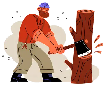 Lumberjack Chopping Wood with Axe