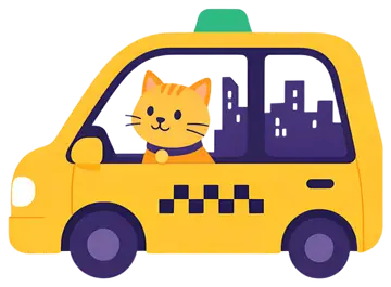 Cute cat in a taxi