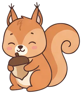 Cute squirrel holding an acorn