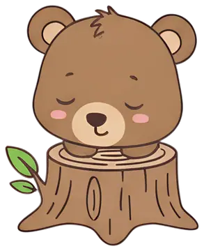 Sleepy bear cub on a stump