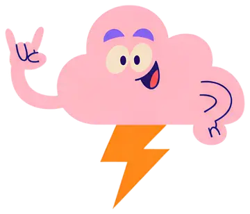 Playful cartoon cloud with lightning bolt
