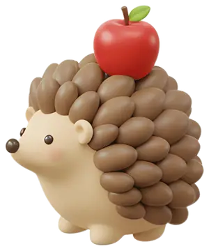 Hedgehog with a Red Apple