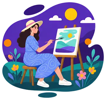 Artist Painting in a Sunny Meadow