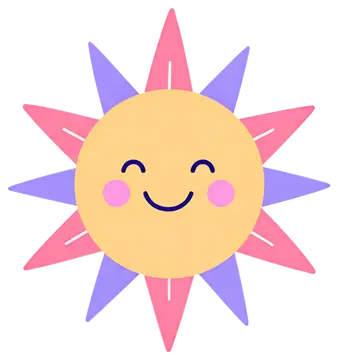 Smiling sun with colorful rays