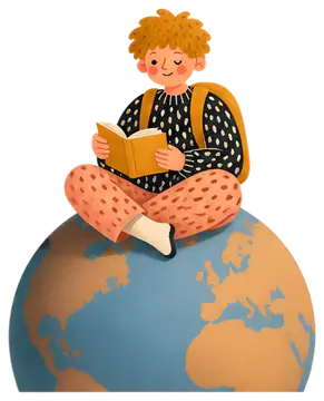 Person Reading on a Globe