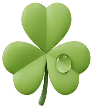 Green clover leaf with dew drop