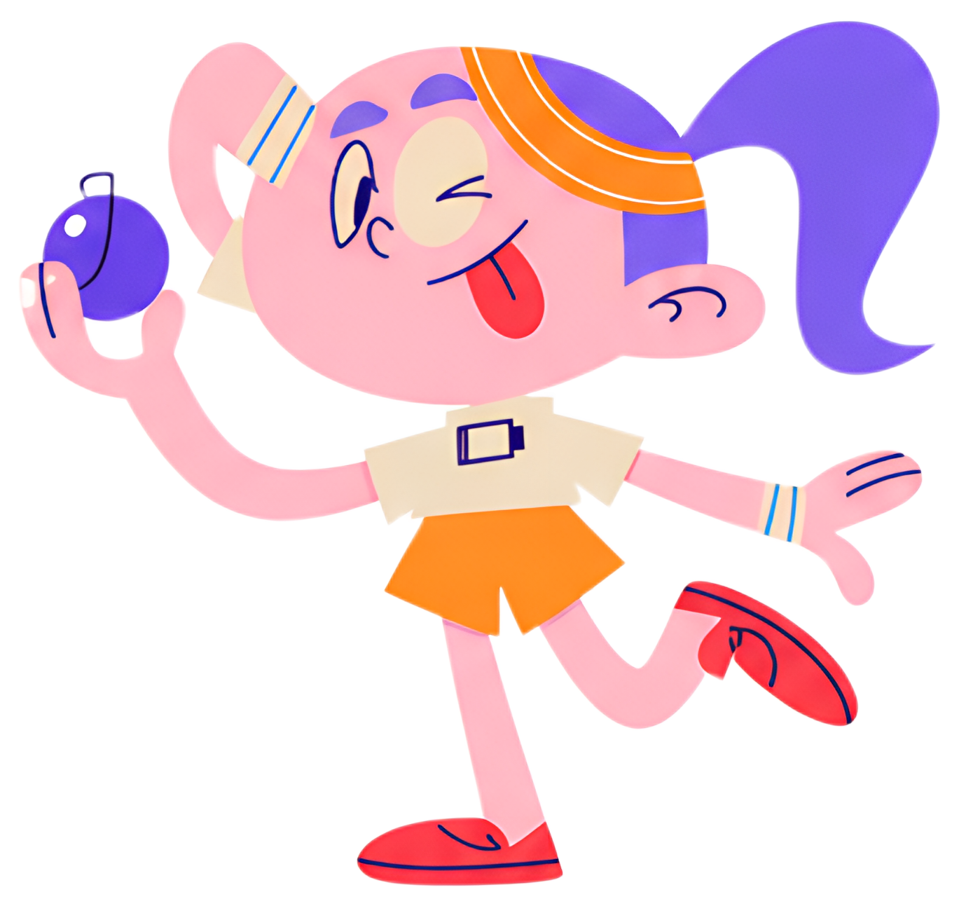 Playful character with a small object