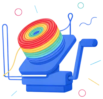 Colorful Yarn Winder with Rainbow Yarn