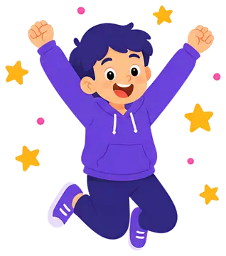 Excited boy jumping with joy