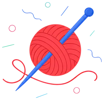 Bright Red Yarn with Knitting Needle