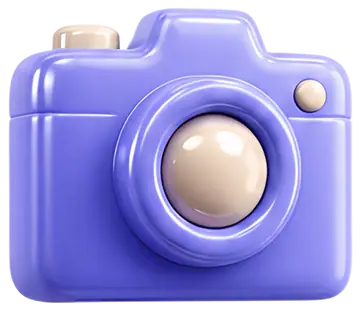 3D Camera with Lens and Flash