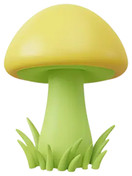 Bright yellow-capped mushroom in green grass