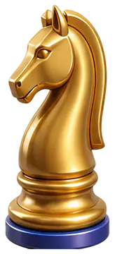 Golden chess knight piece