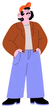 Confident person with hands in pockets