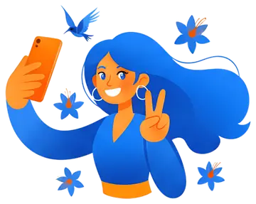 Girl Taking Selfie with Peace Sign