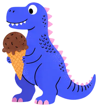 Blue Tyrannosaurus with Chocolate Ice Cream Cone