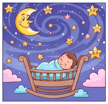 Sleeping Baby Under Starry Sky