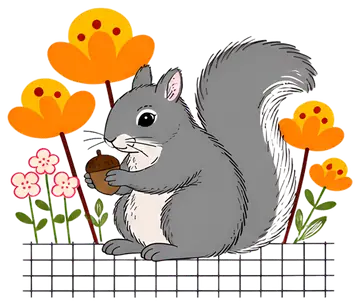 Gray squirrel holding an acorn