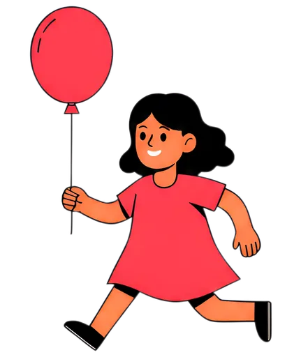 Girl Running with a Red Balloon