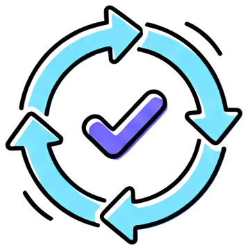 Cyclic arrows with checkmark inside