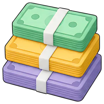 Stack of colorful banknotes