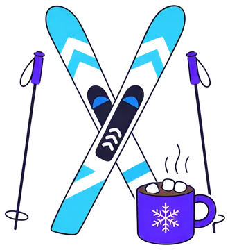 Crossed Skis with Hot Cocoa Mug