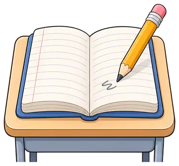 Open notebook with pencil on desk