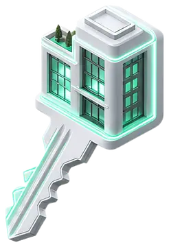 3D Stylized Building Key with Neon Glow
