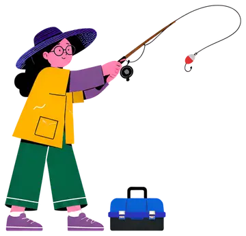 Woman Fishing with Tackle Box