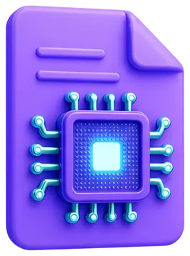 3D Purple Document with AI Chip