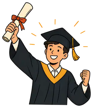 Joyful graduate holding diploma