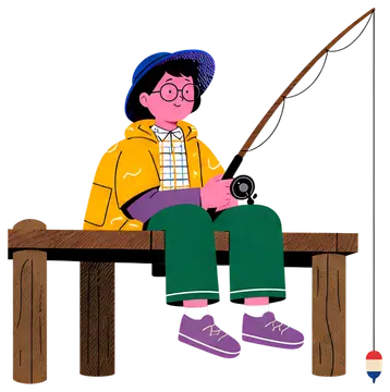 Relaxed Fisherman on a Dock