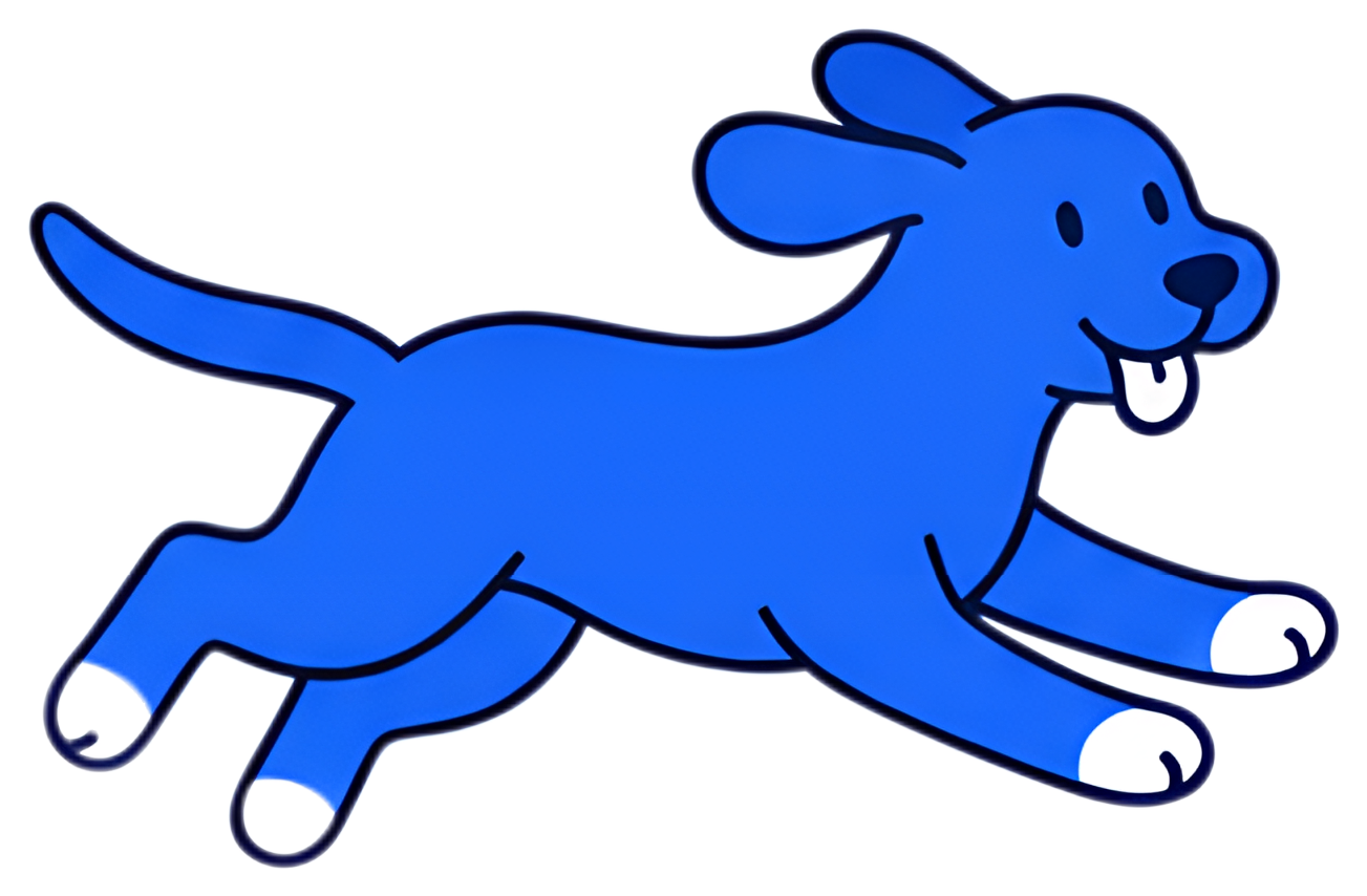 Playful blue dog running