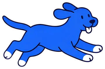 Playful blue dog running