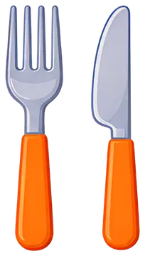 Fork and knife with orange handles
