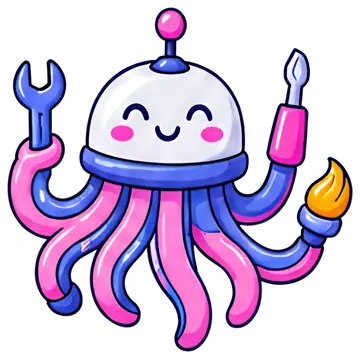 Happy robot octopus with tools