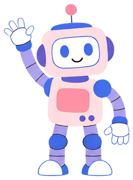 Cheerful robot waving hello