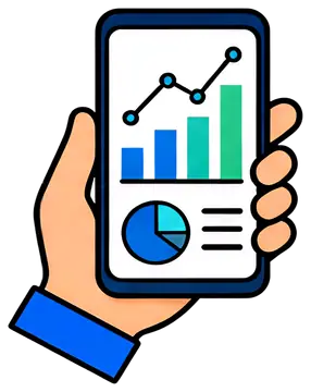 Hand Holding Smartphone with Graph