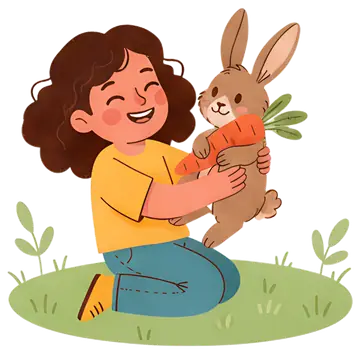 Girl Holding Bunny with Carrot